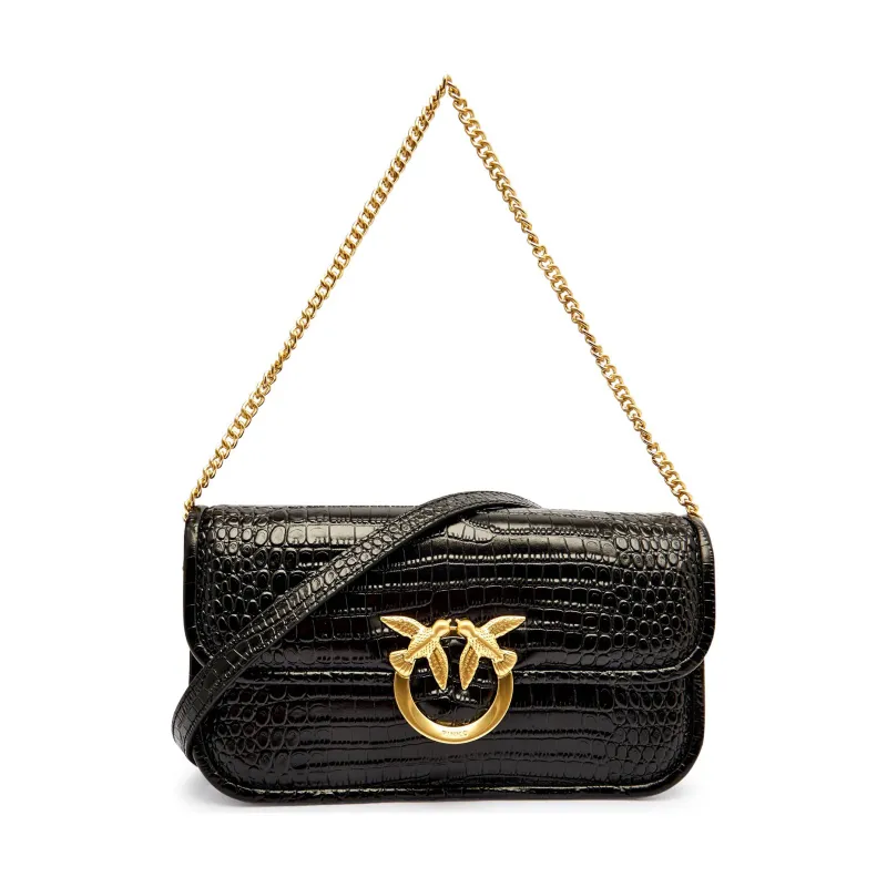 Pinko Skórzana torebka na ramię LOVE BOX