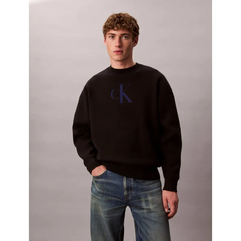 Calvin Klein Jeans Sweter | Relaxed fit | z dodatkiem kaszmiru