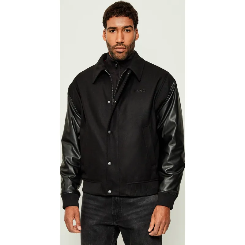 HUGO Wełniana kurtka bomber Barkus2541 Relaxed fit