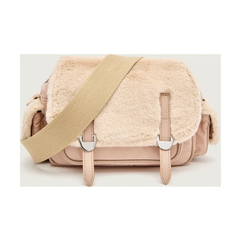 Coccinelle Torebka na ramię Campus | shearling | z dodatkiem skóry