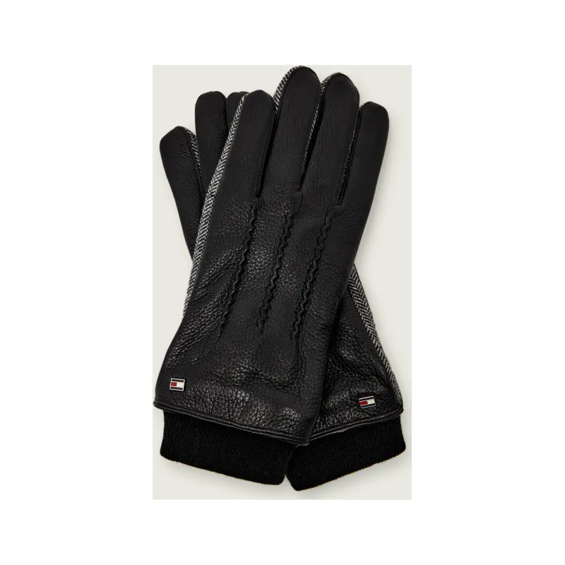 Tommy Hilfiger Skórzane rękawiczki | z dodatkiem wełny