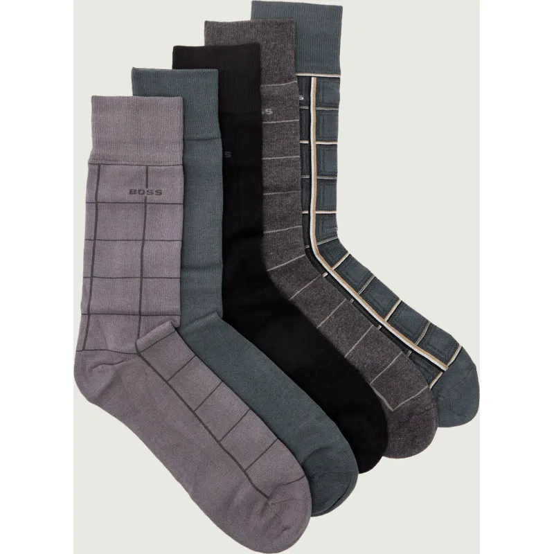 BOSS BLACK Skarpety 5-pack 5PRSGiftset Check CC