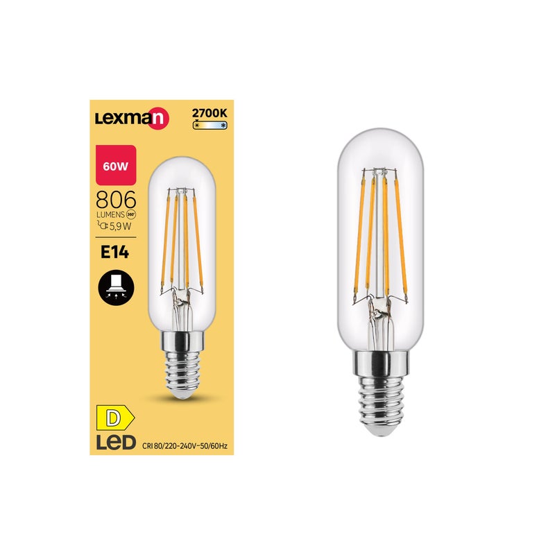 Żarówka E14 do okapów, piekarników i lodówek biała barwa 2700K 806 lumenów 60W LEXMAN