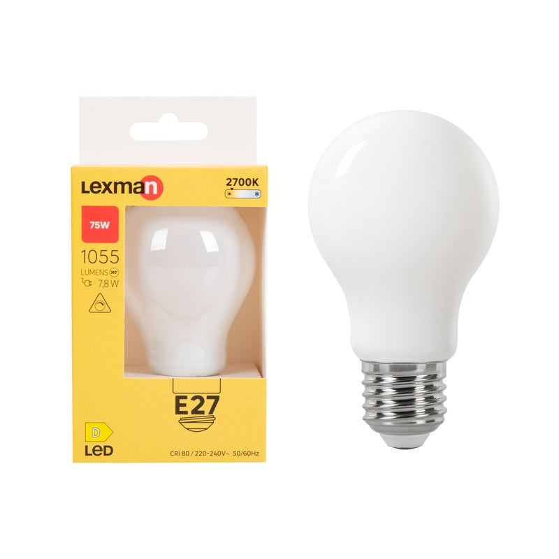 Żarówka E27 biała barwa 2700 K 1055 lumenów 7.8W LEXMAN