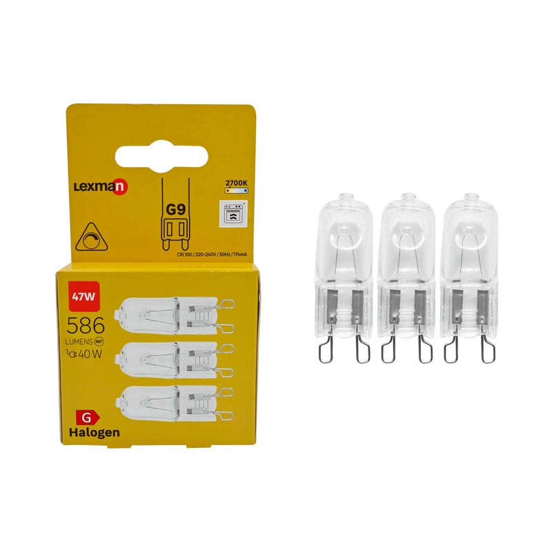 Zestaw 3 żarówek halogenowych G9 40W 586 lumenów LEXMAN