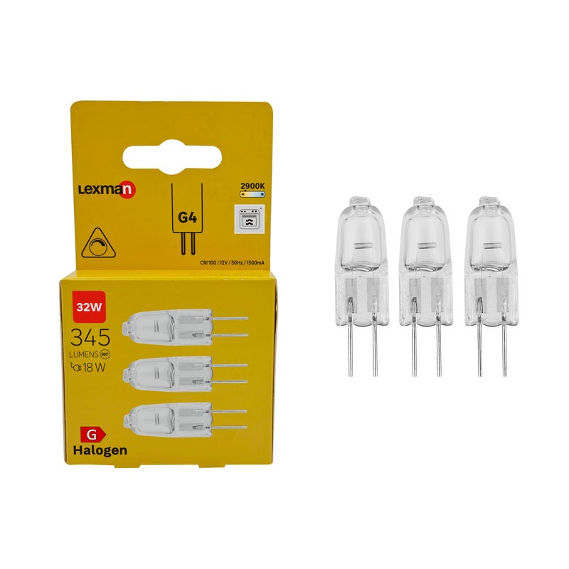 Zestaw 3 żarówek halogenowych G4 18W 345 lumenów LEXMAN