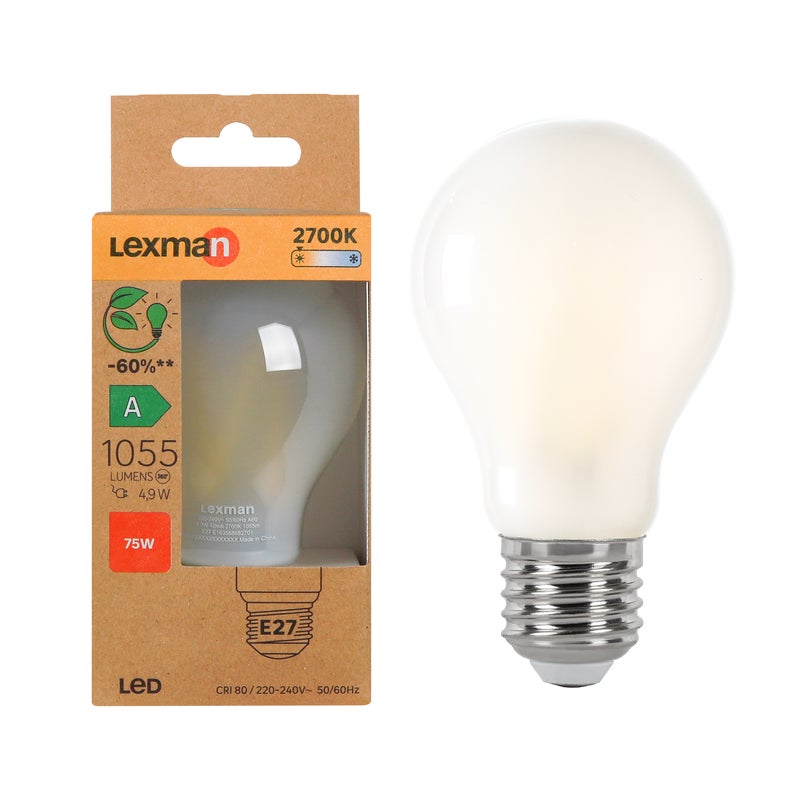 Żarówka E27 szkło mrożone 2700K 1055 lumenów 12.4W LEXMAN