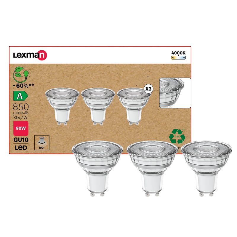 Żarówka GU10 4000K 850 lm 4.7W LEXMAN