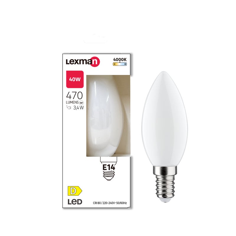 Żarówka E14 neutralna biel 4000K 470 lm 3.4W LEXMAN