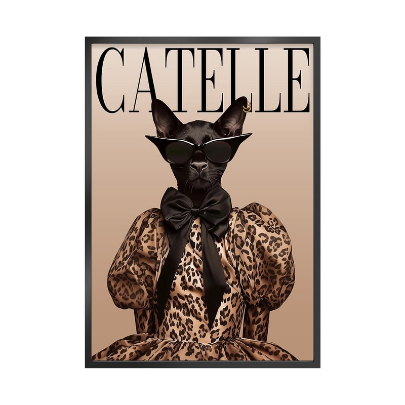 Plakat w ramie Miss Meow Czarny Kot 50 x 70 cm