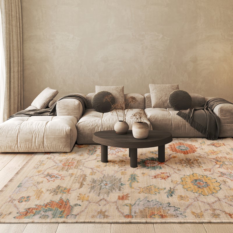 Dywan z frędzlami Royal Wool Kwiat beżowy 120 x 168 cm