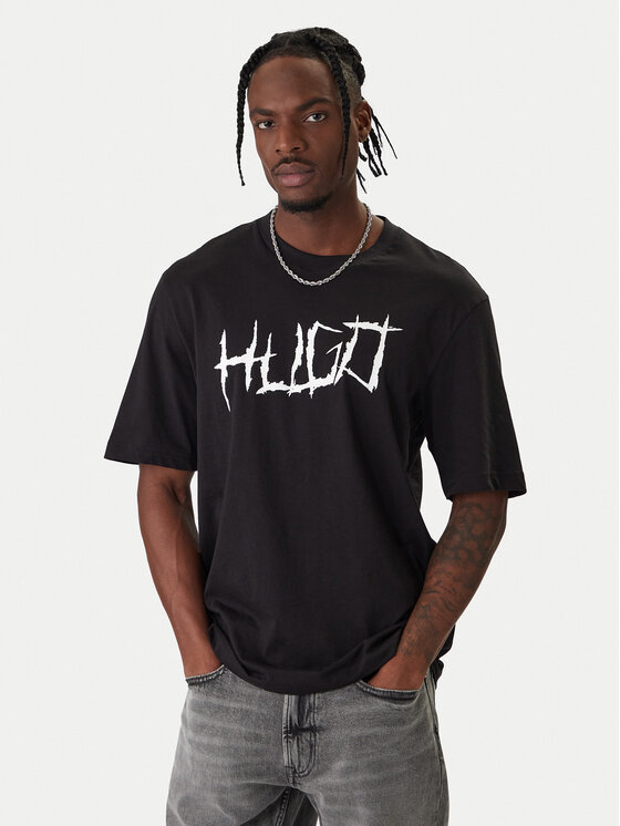 HUGO T-Shirt Namerix 50554350 Czarny Regular Fit