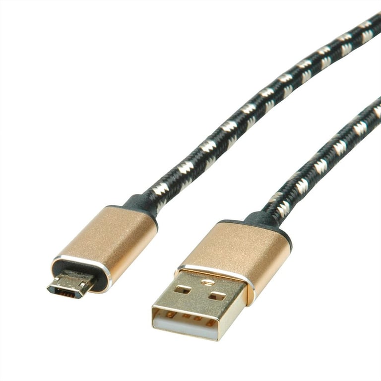 ROLINE 11.02.8819 kabel USB USB 2.0 0,8 m USB C Micro-USB B Czarny, Złoto