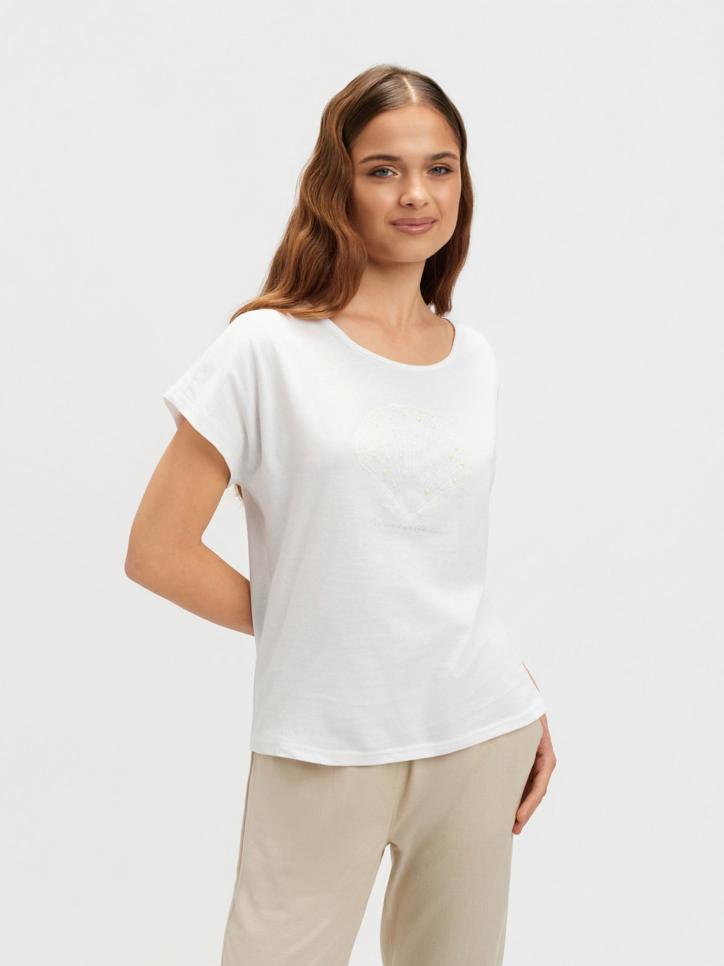 T-shirt damski biały - SPO6268BI t-shirt krótki rękaw - TOP SECRET - Odzieżowy sklep internetowy TOP SECRET