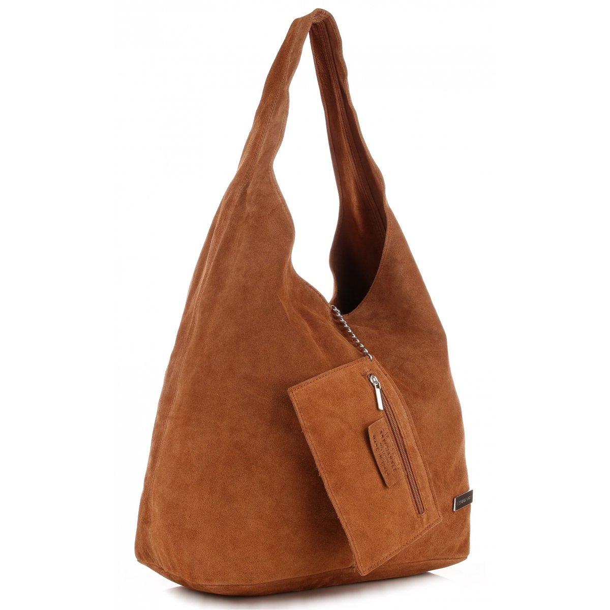 Oryginalne Torby Skórzane XL VITTORIA GOTTI Shopper Bag z Etui Ruda