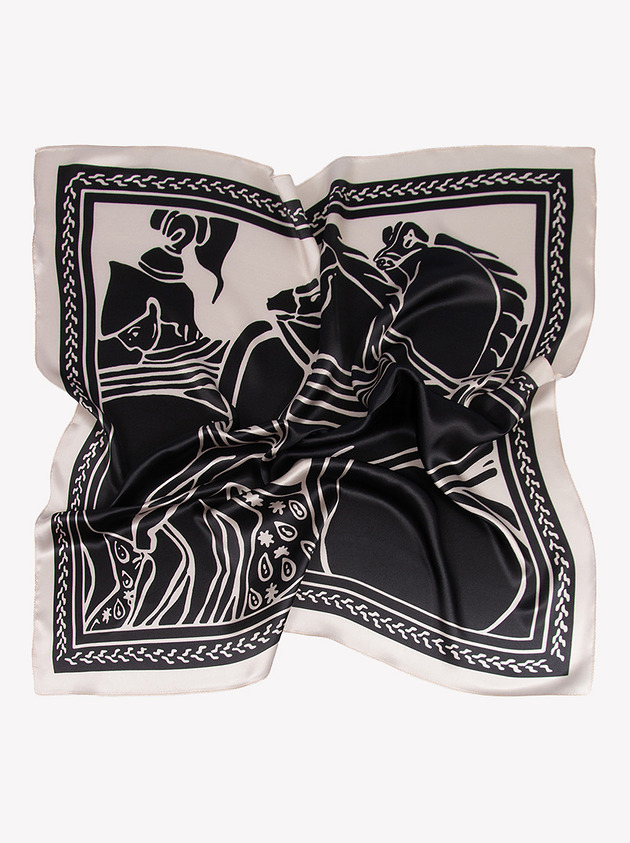 Apaszka jedwabna damska czarna 100% jedwab 70x70 cm