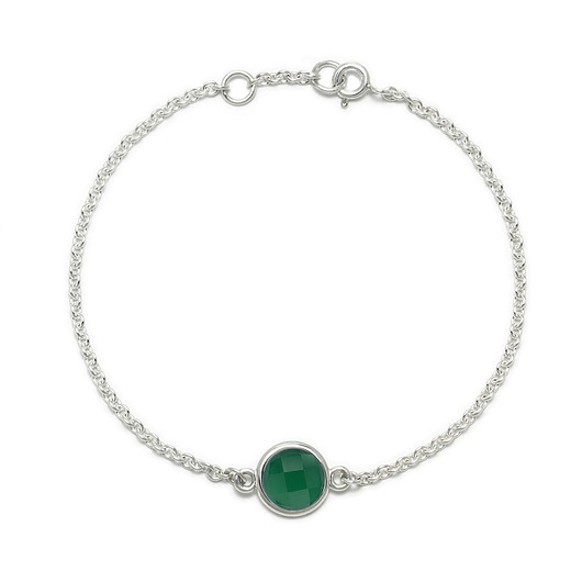 Aura - Bransoletka srebrna z zielonym onyksem