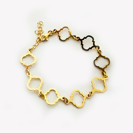 Klasyczna Złota Bransoletka koniczyna, elegancka biżuteria