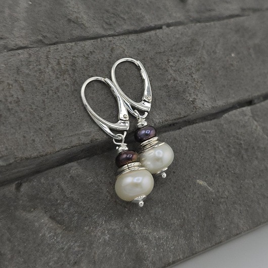 Kolczyki srebrne Perły Duo