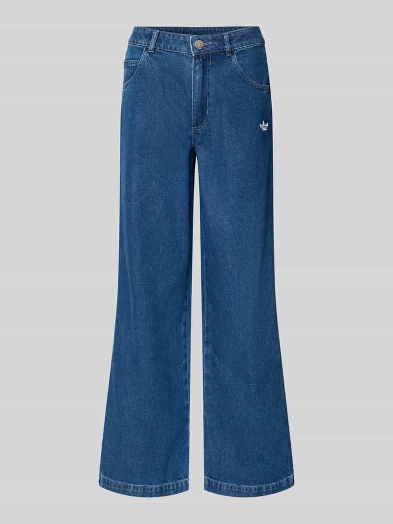 Jeansy o luźnym kroju z wyhaftowanym logo