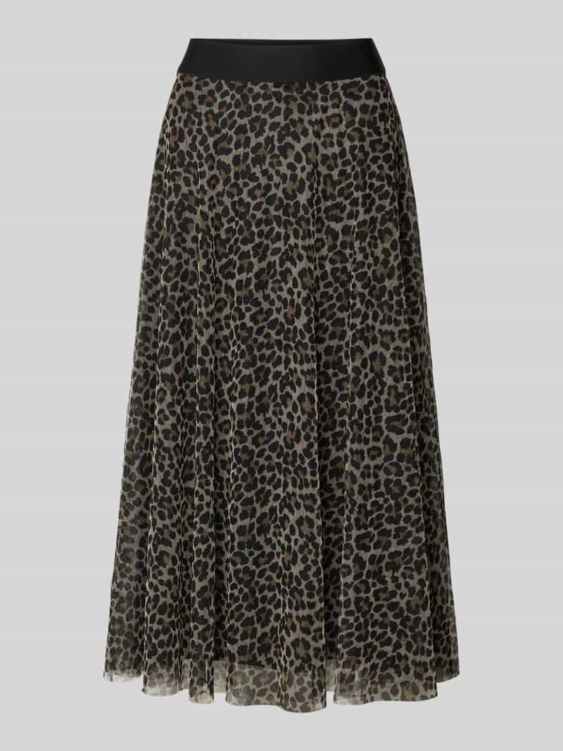 Spódnica midi ze zwierzęcym nadrukiem na całej powierzchni