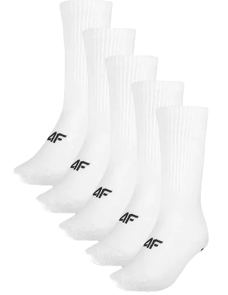 Skarpety 4F Męskie długie 5-Pak Białe Sportowe