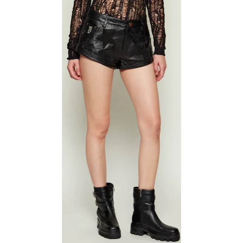 One Teaspoon Skórzane szorty BANDITS Regular Fit low waist