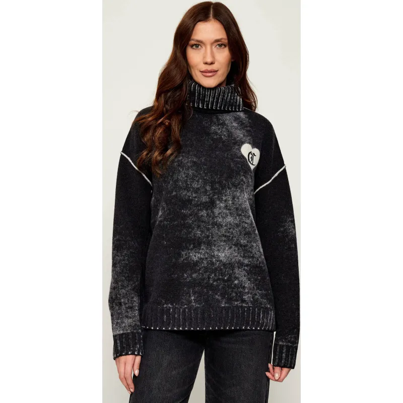 Just Cavalli Wełniany golf Reserve print | Oversize fit