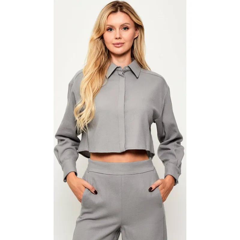 Marella Wełniana koszula Livia Cropped Fit