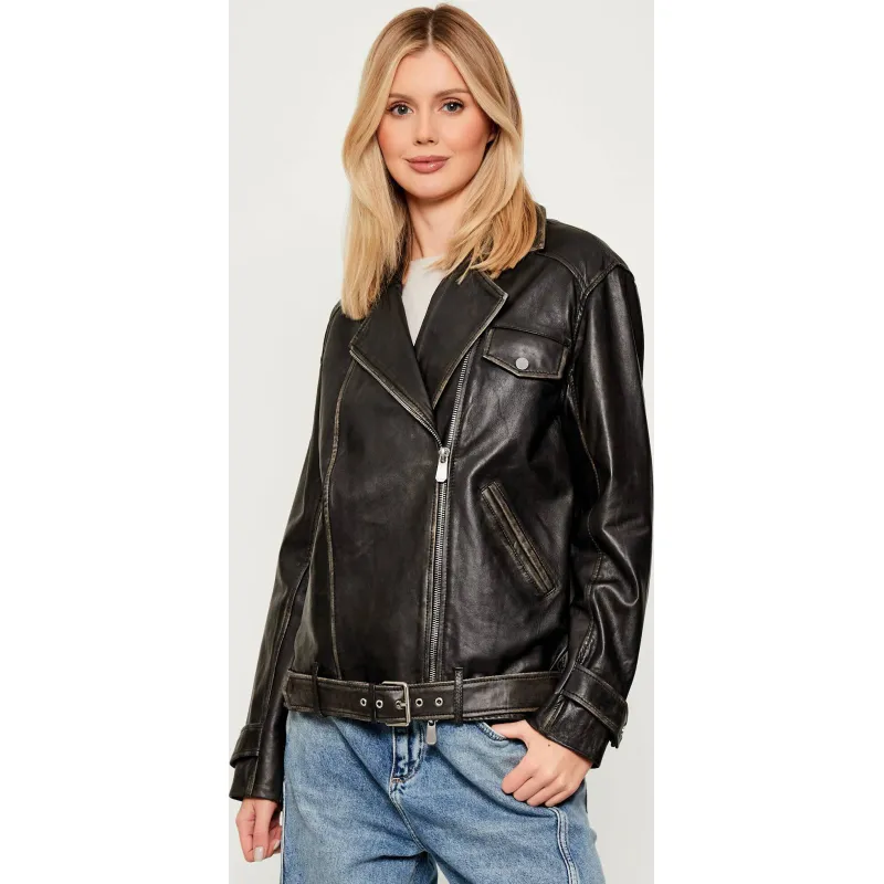 Pinko Skórzana ramoneska CACIOPEPE | Oversize fit