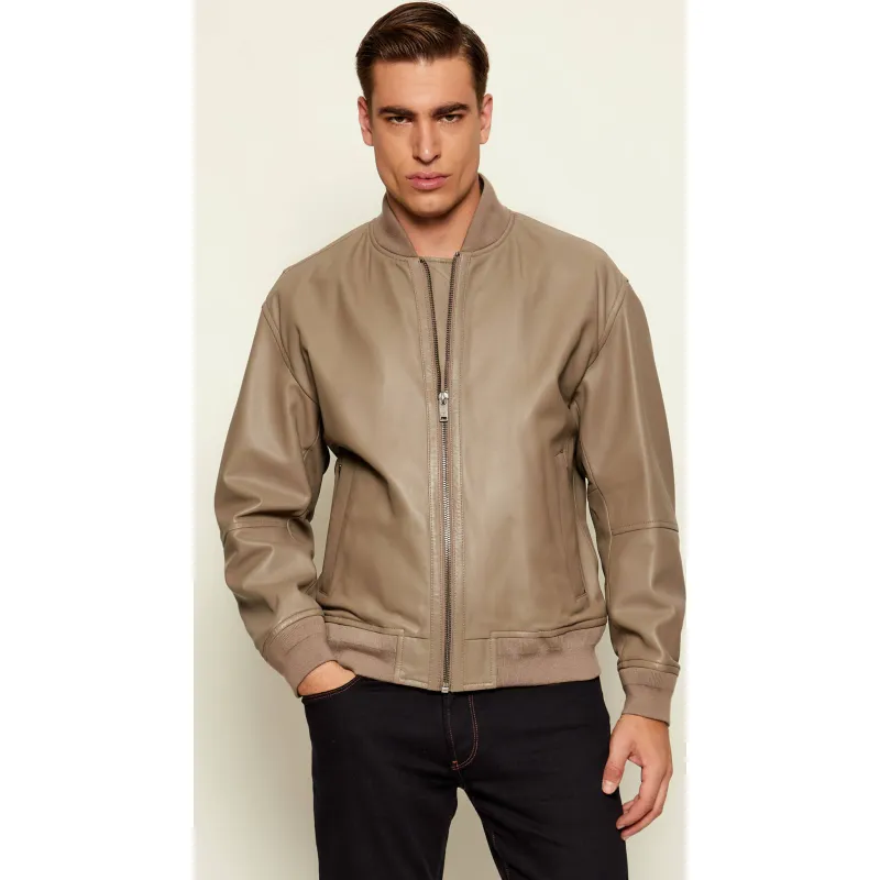 BOSS ORANGE Skórzana kurtka bomber Jobrice | Straight fit