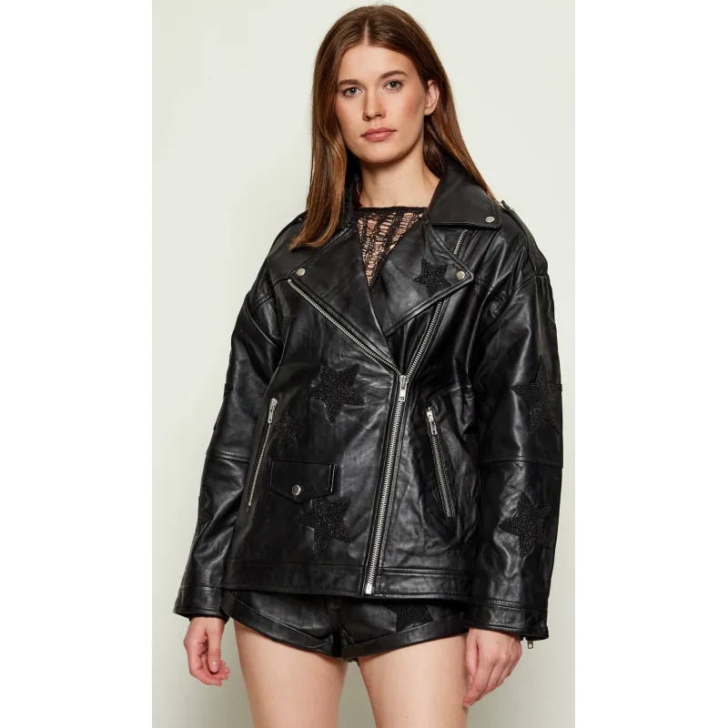 One Teaspoon Skórzana ramoneska BIKER BOYFRIEND | Oversize fit