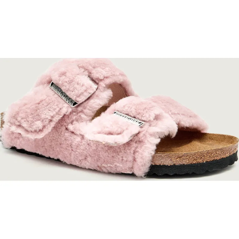 Birkenstock Wełniane klapki Arizona shearling narrow fit z dodatkiem skóry