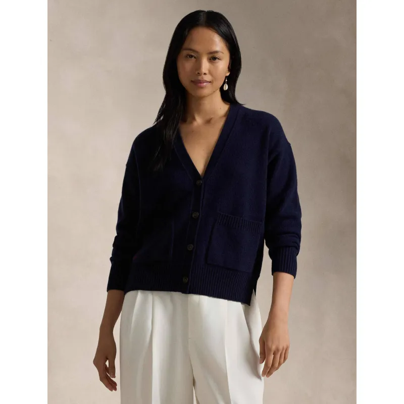 POLO RALPH LAUREN Wełniany kardigan | Loose fit | z dodatkiem kaszmiru