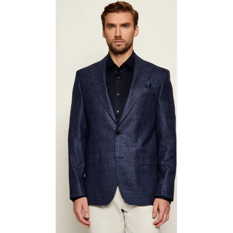 Sand Copenhagen Wełniana marynarka z poszetką Star Napoli | Modern fit | z dodatkiem jedwabiu