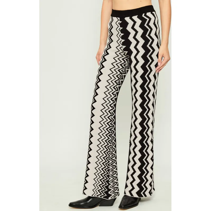 AKEP Spodnie dzianinowe flare fit z dodatkiem wełny