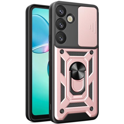 Etui HURTEL Hybrid Armor Camshield do Samsung Galaxy S25+ Różowy