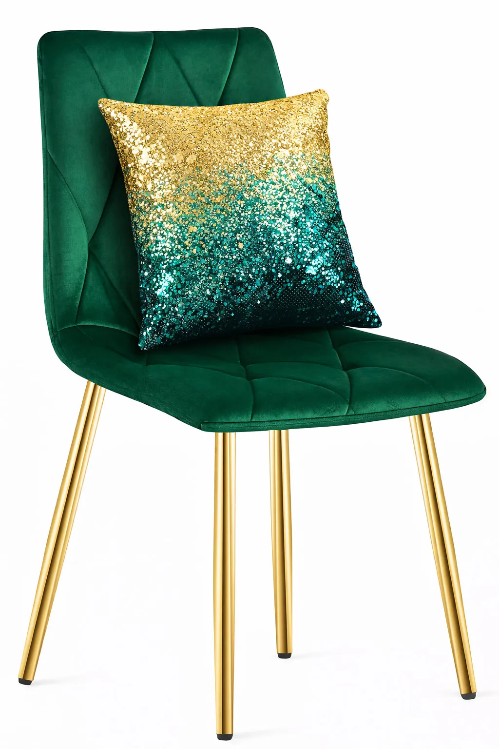 Zielone pikowane krzesło welurowe glamour M1-C09