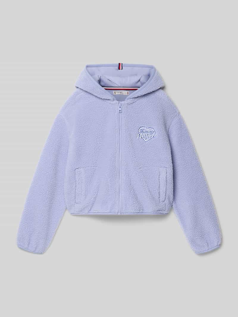 Bluza rozpinana o kroju regular fit z imitacji futerka