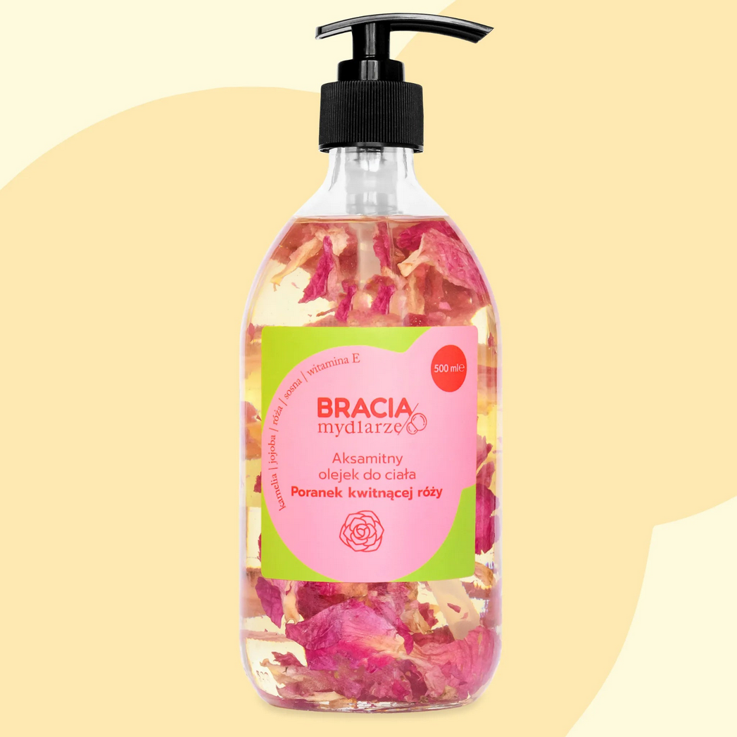 Poranek kwitnącej róży XXL aksamitny olejek do ciała 500ml Bracia Mydlarze