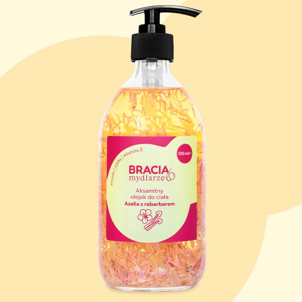 Azalia z rabarbarem XXL aksamitny olejek do ciała 500ml Bracia Mydlarze