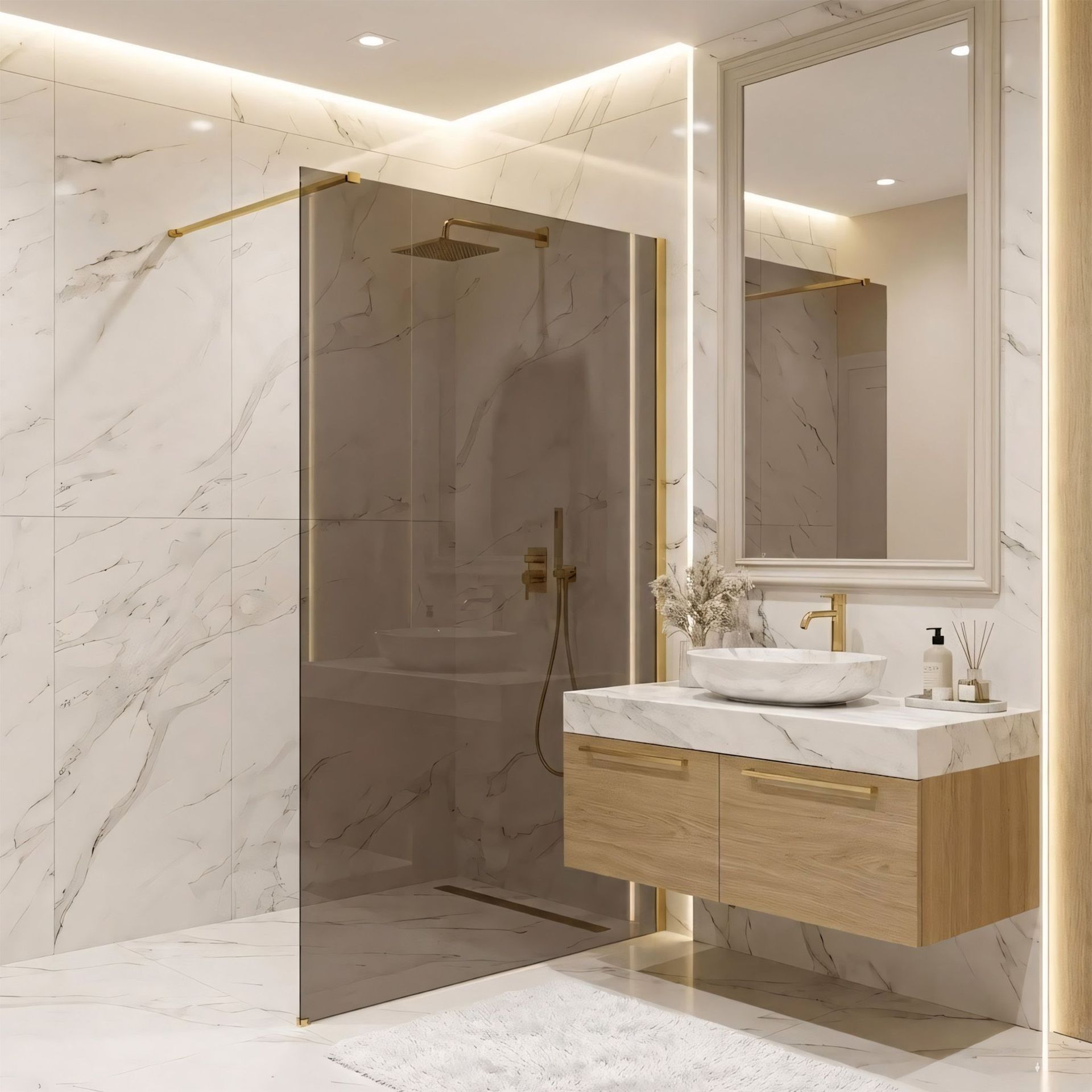 Rea Kabina prysznicowa Walk-In Rea Flexi Brown / Brush Gold 120