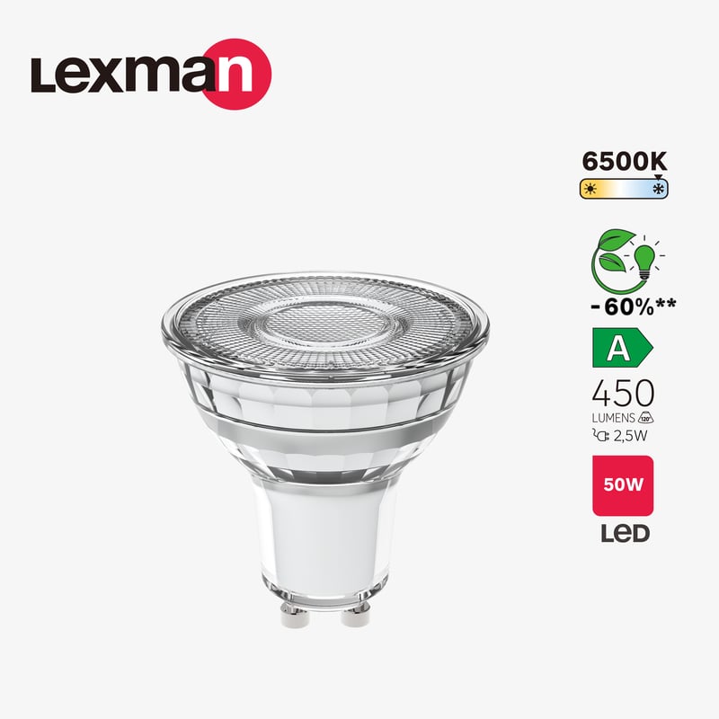 Żarówka LED GU10 2,5 W 450 lm Zimna biel Lexman