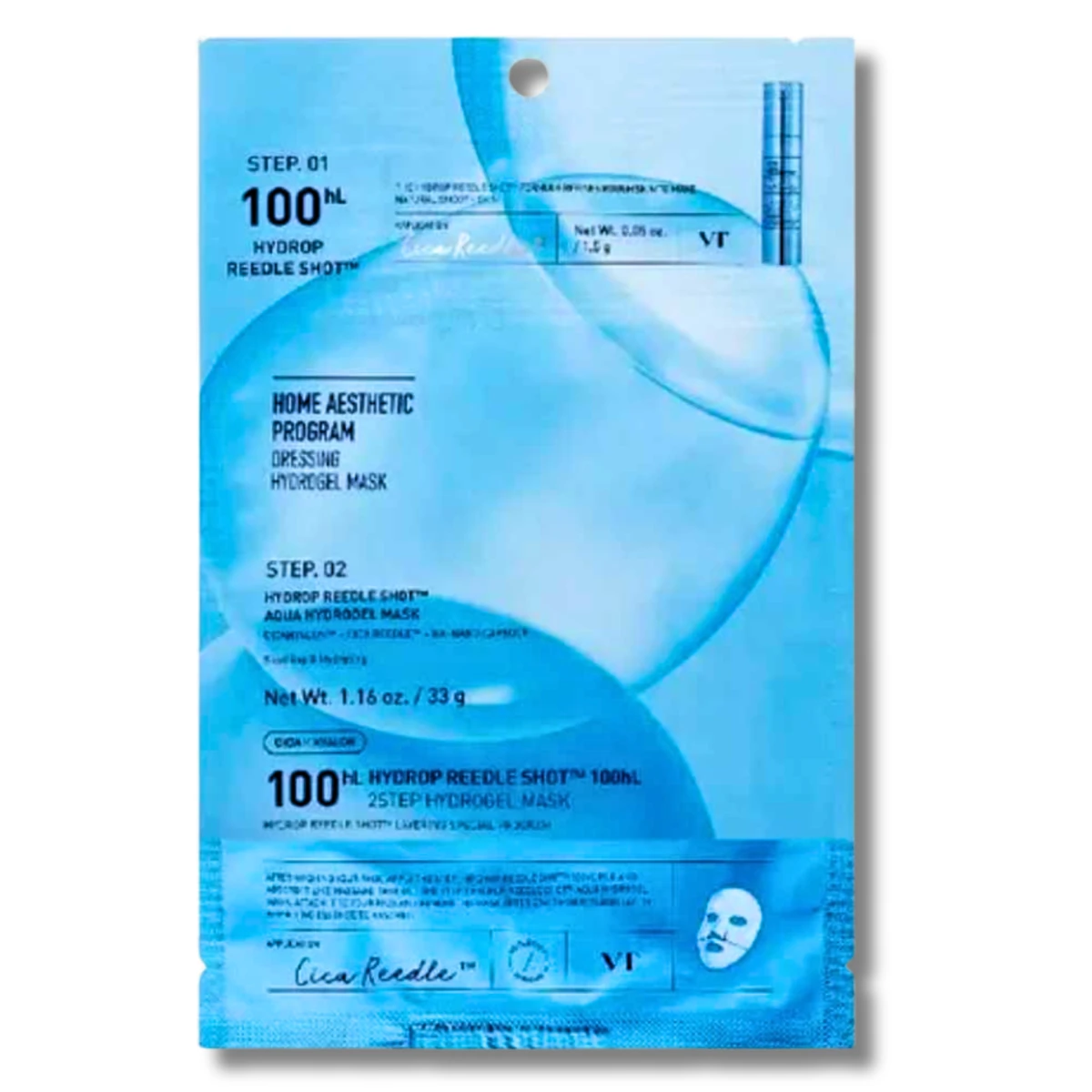 VT Cosmetics - Hydrop Reedle Shot 100hL 2 Step Hydrogel Mask 1.5g+33g