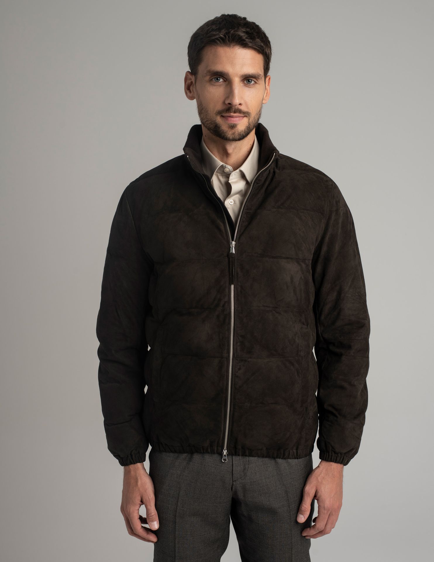 kurtka skórzana calvi ciemnobrązowa BR2