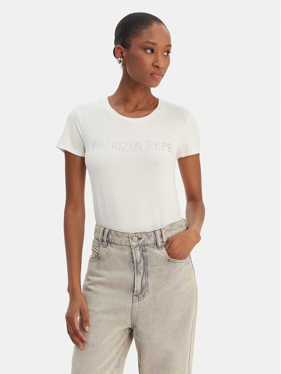 Patrizia Pepe T-Shirt CM1419/J013-W146 Biały Regular Fit