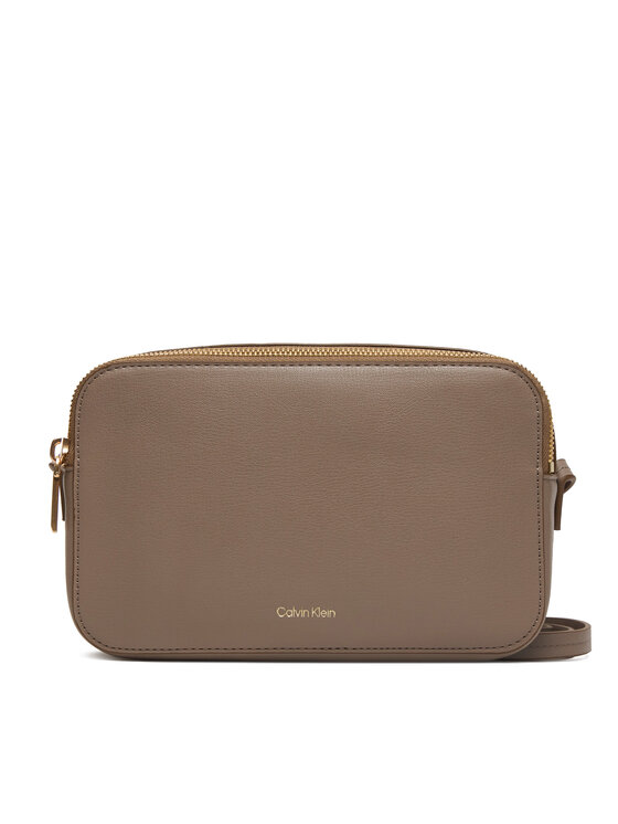 Calvin Klein Torebka Foil Logo Elongated Camera Bag LV04F3276G Beżowy