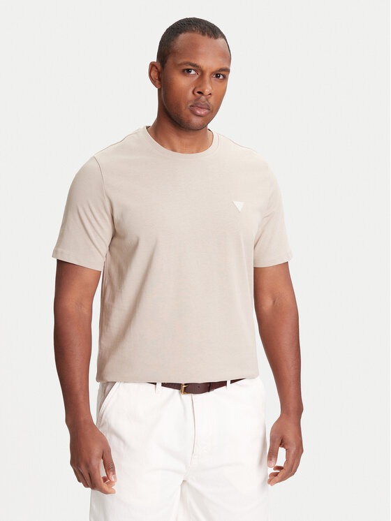 Guess T-Shirt M4YI0A KCCM1 Beżowy Regular Fit
