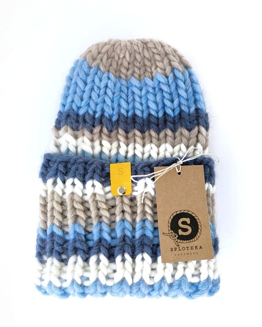 WOOLY COLOR 16ciepła wełniana czapka w paski