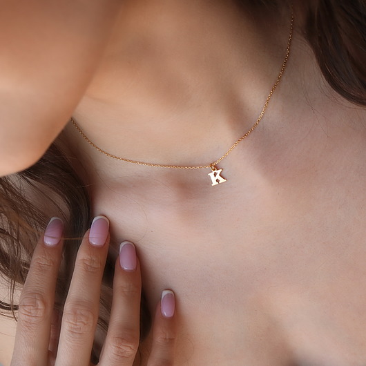 Naszyjnik z literką- srebro 925 pozłacane